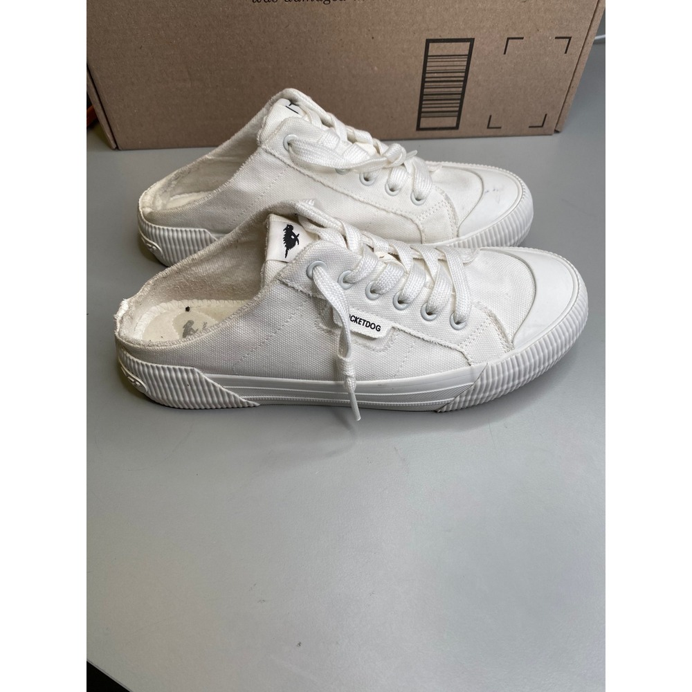 Rocket Dog White Canvas Mule Sneakers Slip On Plush Foam Womens 8.5